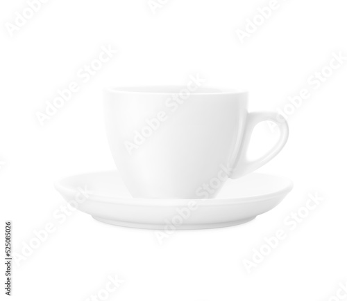 Realistic ceramic white cup. Vector illustration isolated on white background, ready and simple to use for your design.  EPS10.