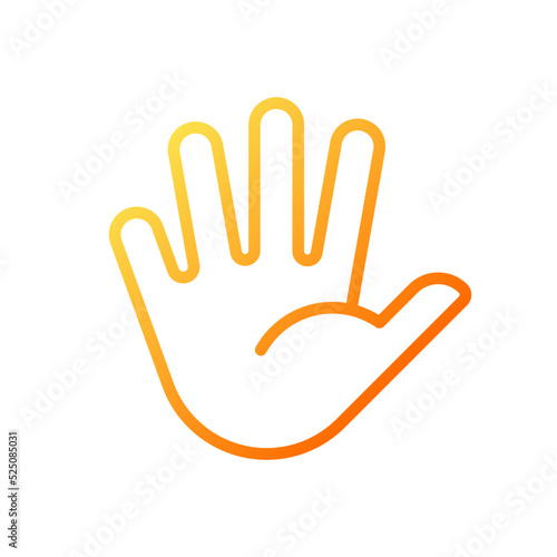 Hand with splayed fingers pixel perfect gradient linear vector icon. Non verbal communication. Body language. Thin line color symbol. Modern style pictogram. Vector isolated outline drawing