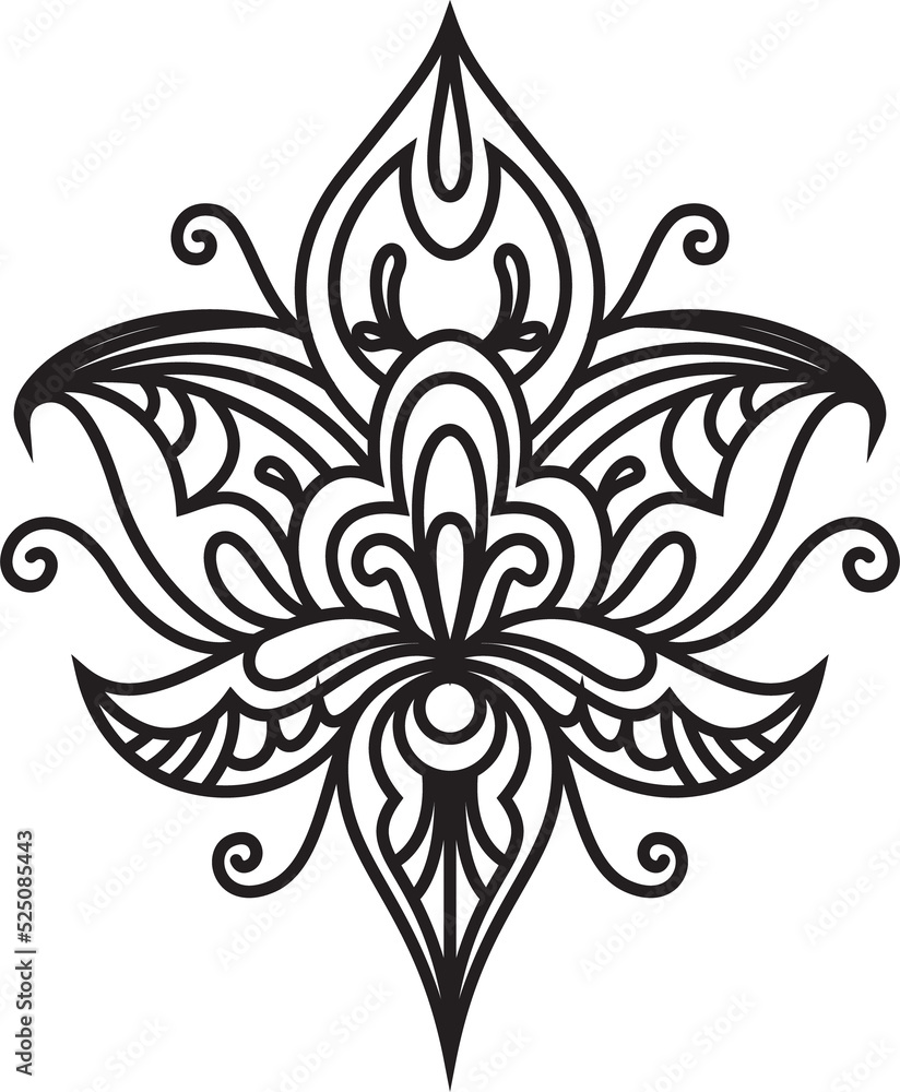 Floral ornament ink outline vector illustration Floral ornament ink outline vector illustration