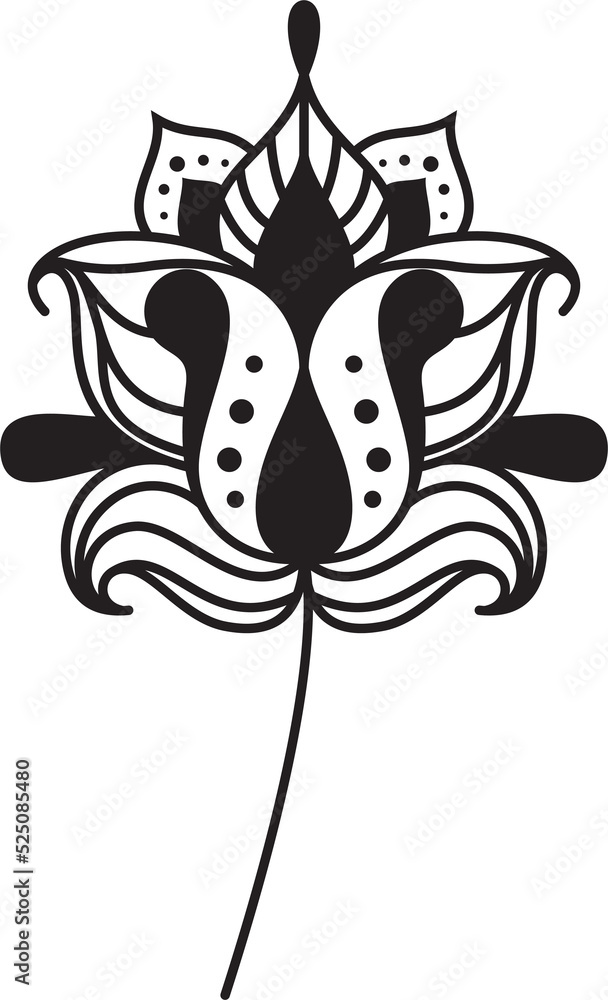 Floral ornament ink outline vector illustration Floral ornament ink outline vector illustration