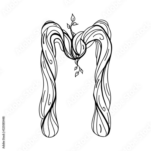 Rune Ehwaz. Wooden doodle style. Magic amulet of movement. Progress and favorable changes. Elder Futhark. The alphabet is Nordic and northern. Viking letters. Magic tattoo.