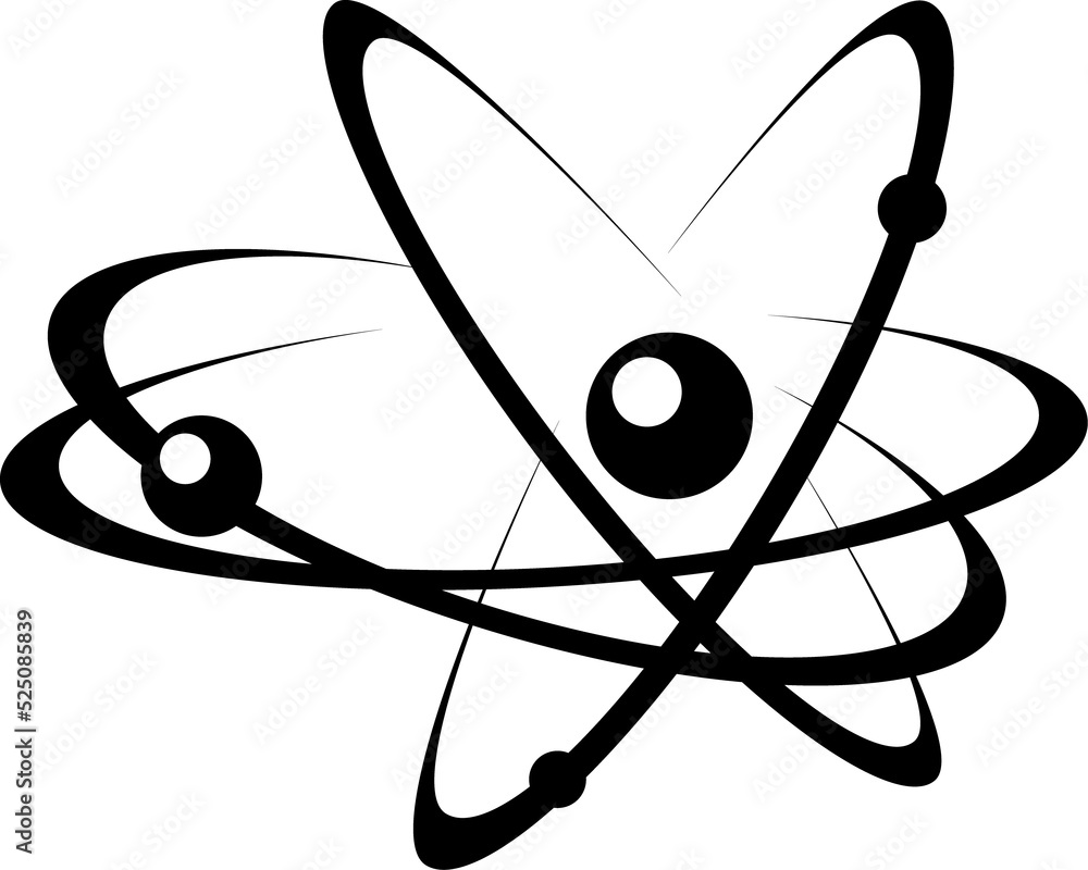 Atomic energy symbol black vector icon