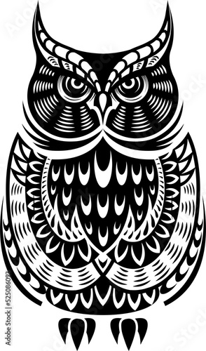 Abstract owl hand drawn vector illustration