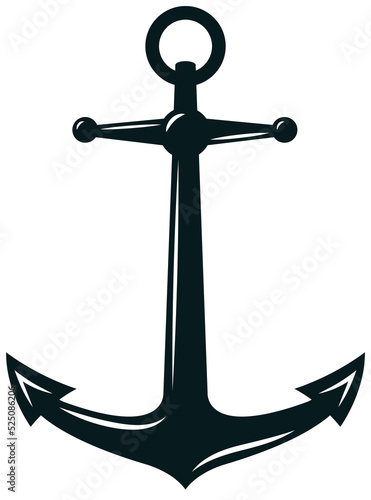 Marine, anchor silhouette vector illustration
