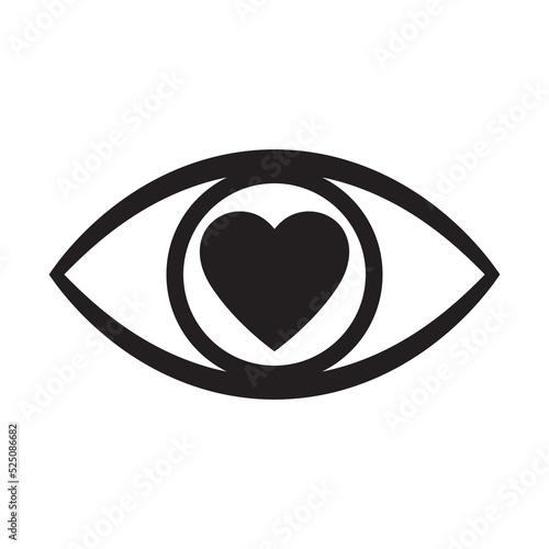 Eye icon. Heart in the eye icon. 
