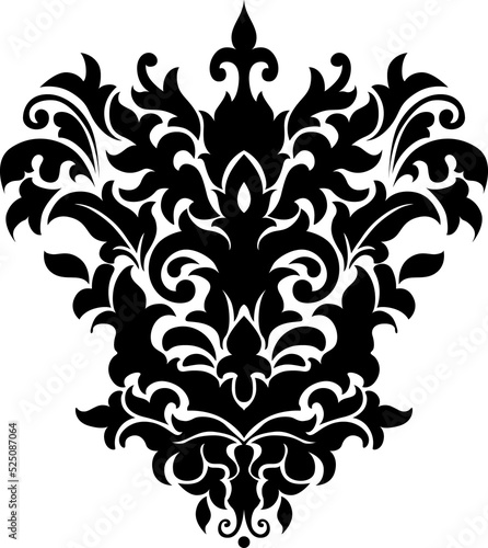 Monochrome floral heraldry crest isolated