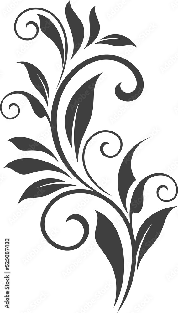 Branch with leaves isolated floral ornament Branch with leaves isolated floral ornament