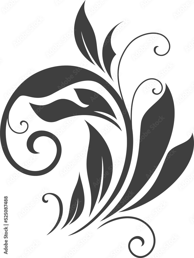 Branch with leaves isolated floral ornament
