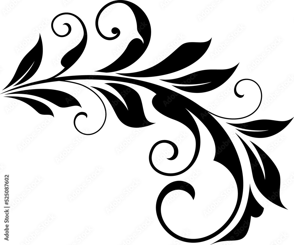 Branch with leaves isolated floral ornament Branch with leaves isolated floral ornament