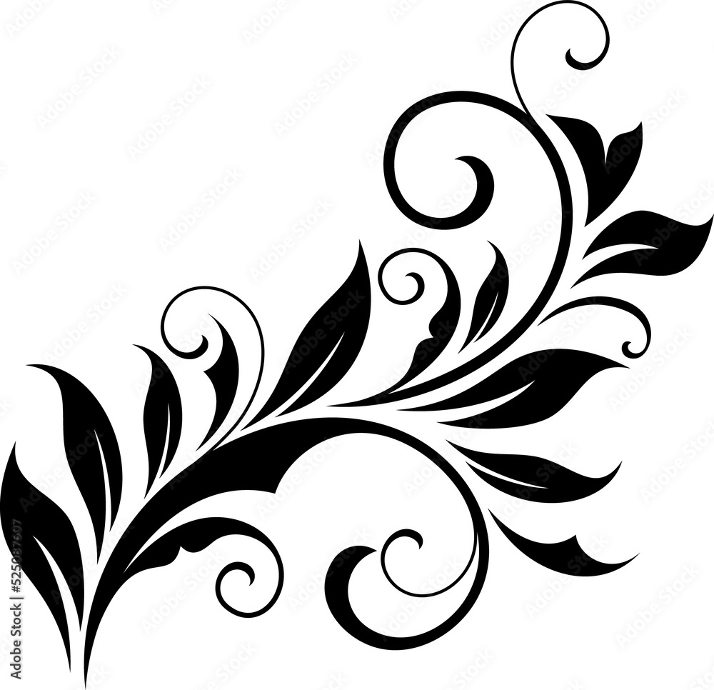 Branch with leaves isolated floral ornament Branch with leaves isolated floral ornament