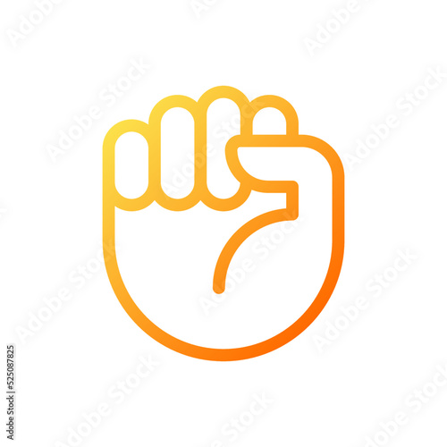 Riot fist pixel perfect gradient linear vector icon. Protests and fighting. Hand gesture. Social issue. Thin line color symbol. Modern style pictogram. Vector isolated outline drawing