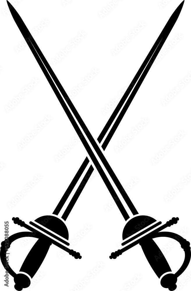 Measured swords, crossed knights weapon Measured swords, crossed knights weapon