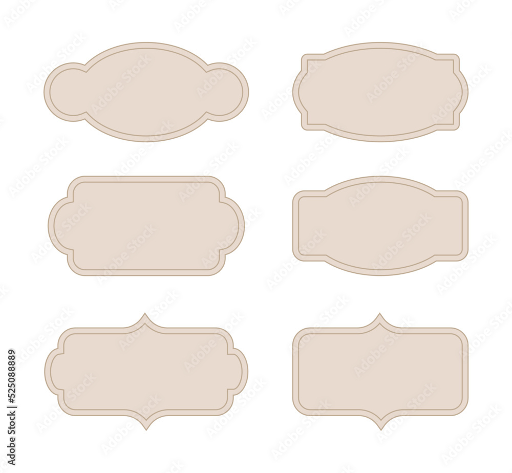 Set of label stickers of various shapes in old vintage style. Set of label stickers of various shapes in old vintage style.