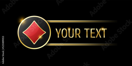 Diamonds sign on round button. User interface ui ux element for mobile app or website. Casino or poker themed navigation bar on black background.
