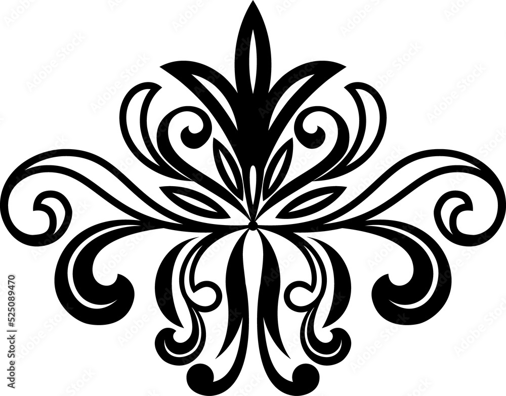 Floral filigree vector silhouette design element