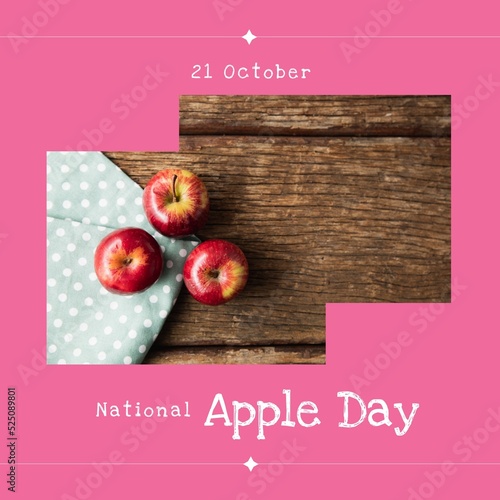 Composition of national apple day text over apples
