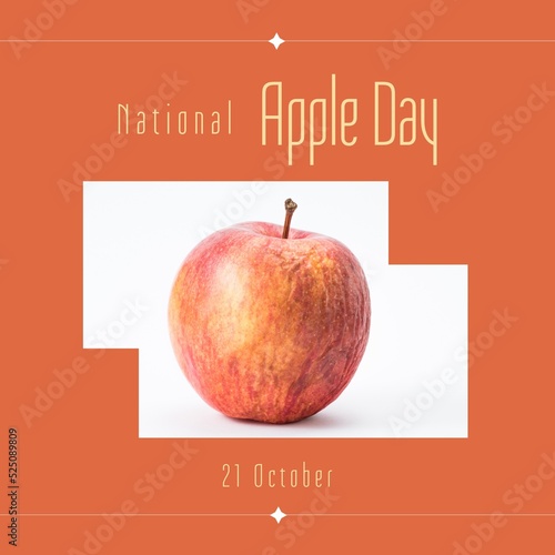 Composition of national apple day text over apple