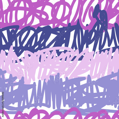 Hand drawn abstract scribble lines seamless pattern. Wavy brush stroke endless wallpaper.