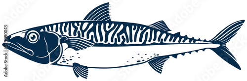 Pelagic fish, Short indian mackerel isolated icon