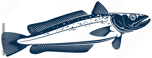 Cod or hake saltwater fish isolated aquatic animal photo