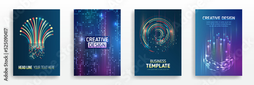Science cover design for business presentation. Hi-tech brochure flyer template. Technology background design, booklet, leaflet, annual report layout.