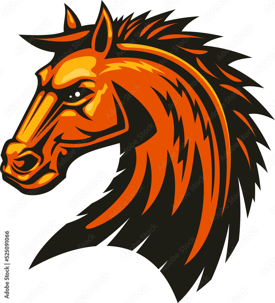 Mustang horse head isolate equestrian sport mascot Mustang horse head isolate equestrian sport mascot