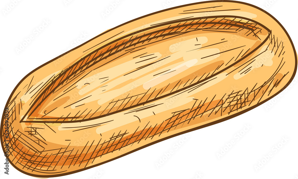 Loaf of fresh bread isolated bakery product sketch Loaf of fresh bread isolated bakery product sketch
