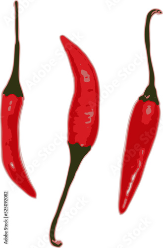 set of red chili peppers vector art.
