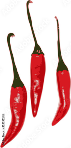 set of red chili peppers vector art.