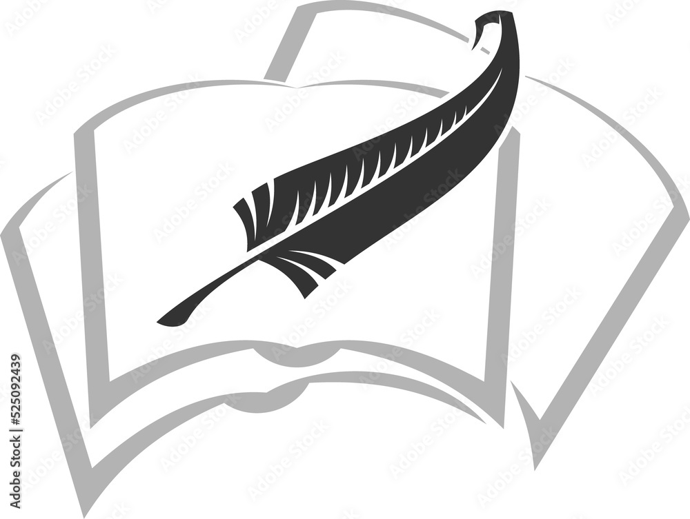 Manuscript scroll, feather and ink bottle isolated Manuscript scroll, feather and ink bottle isolated
