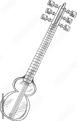 Stringed guitar kemenche music instrument isolated photo