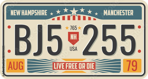Car license plate for vehicle signboard vector