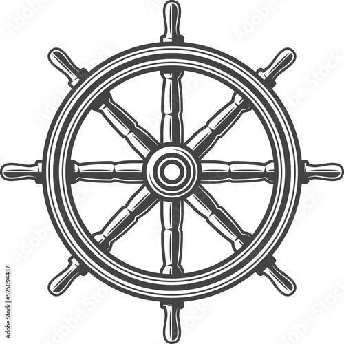 Boat control rudder isolated steering wheel sketch photo