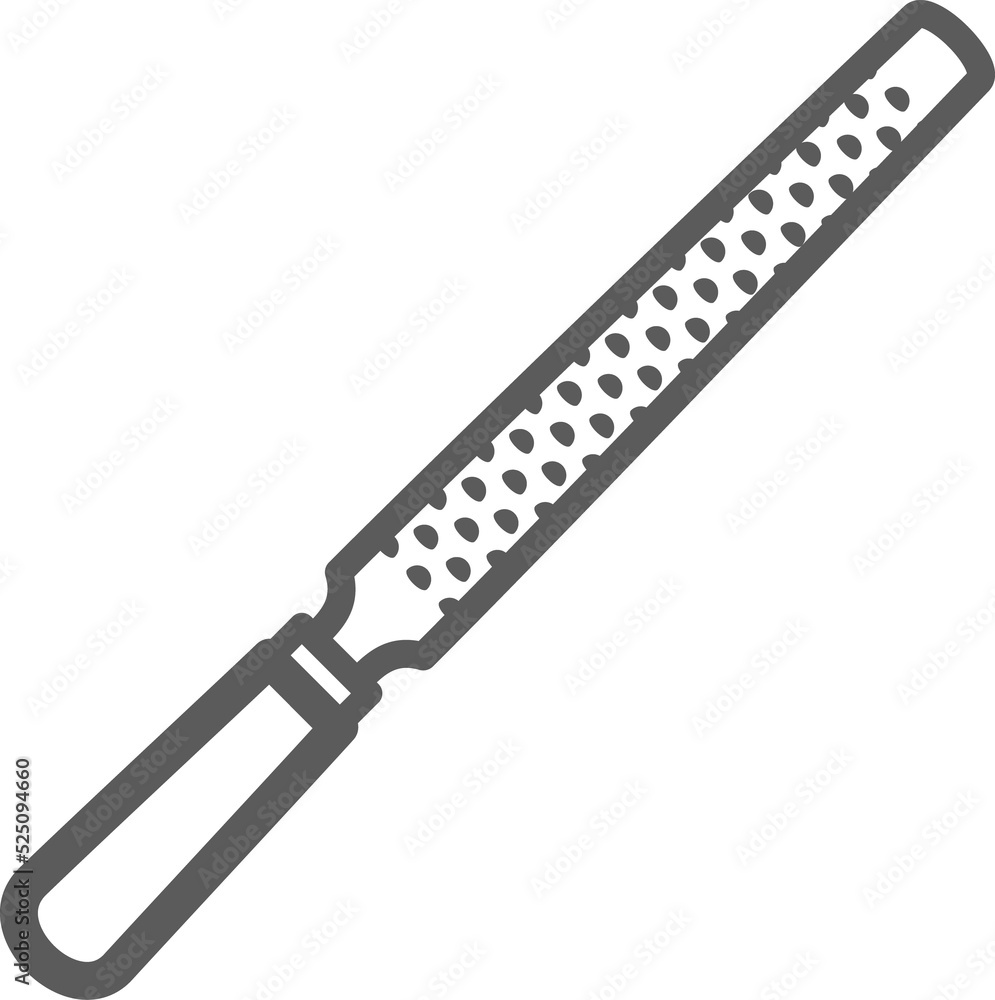 Metal rasp on handle isolated outline coarse file Metal rasp on handle isolated outline coarse file