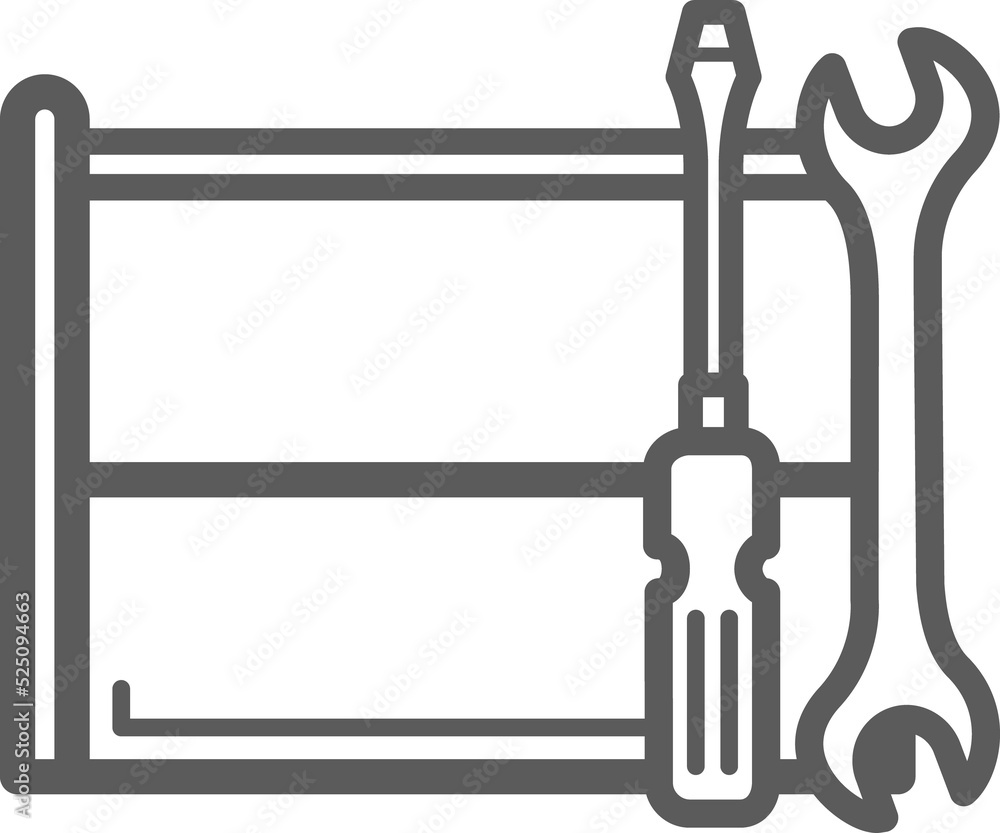 Wrench and spanner tool rack isolated outline icon Wrench and spanner tool rack isolated outline icon