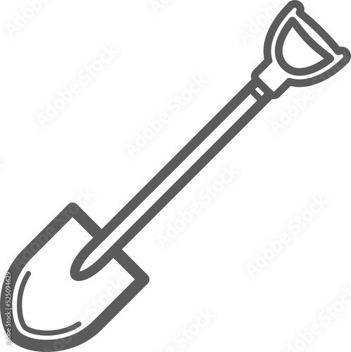 Digging tool isolated shovel outline icon, spade