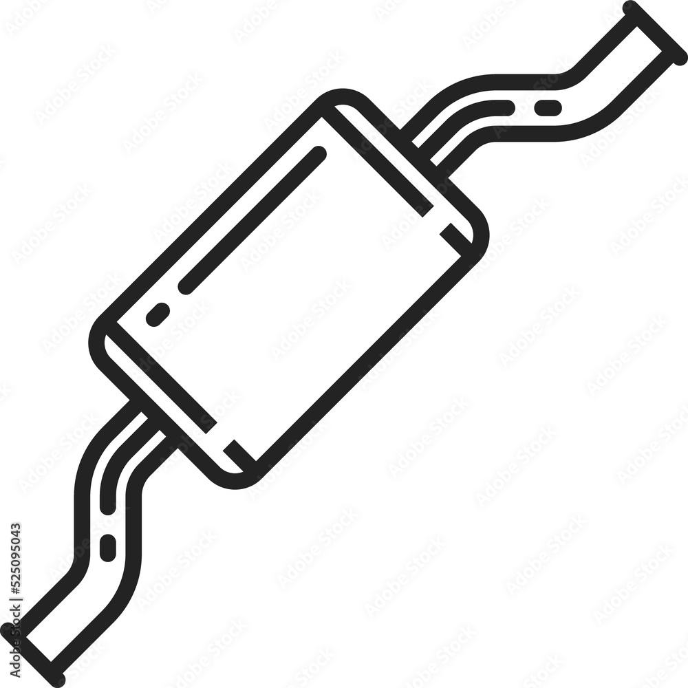 Car exhaust pipe muffler vector line icon. Automotive repair part Car exhaust pipe muffler vector line icon. Automotive repair part