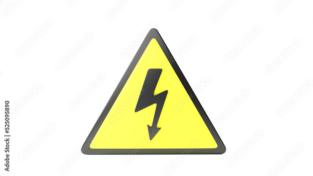 Realistic yellow-black triangle warning sign, Caution signs: high voltage. front view, vector 3D illustration. Realistic yellow-black triangle warning sign, Caution signs: high voltage. front view, vector 3D illustration.
