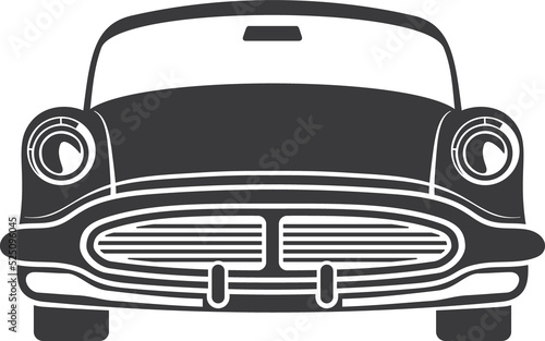 Retro vehicle front view icon isolated old car