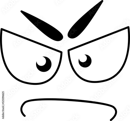 Angry smile emoticon, cartoon emoji face