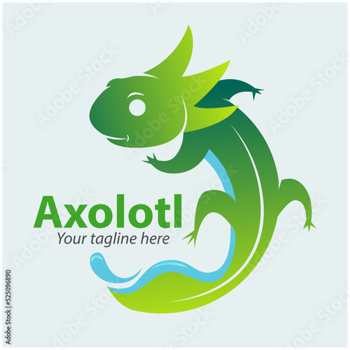 Vector abstract, Axolotl or Mexican salamander as a symbol or logo to save the environment. 