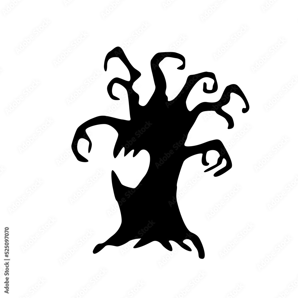 Devil tree silhouette with dry branches and vultures Come out to haunt on Halloween night. Devil tree silhouette with dry branches and vultures Come out to haunt on Halloween night.