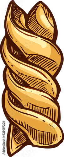 Swirl shape pasta, torti isolated icon photo