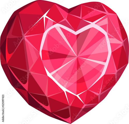 Ruby or diamond heart shape gemstone