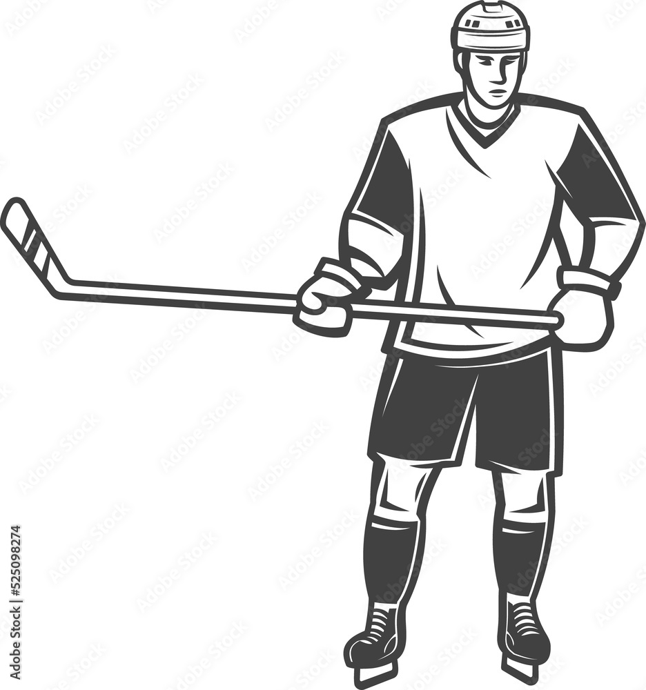 Player of ice hockey sport game, man in uniform