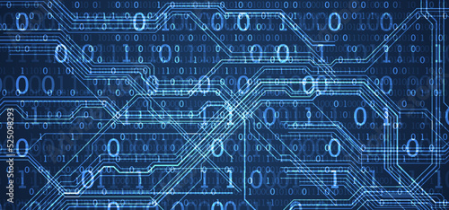 Abstract background on technological and scientific topics. Various techno details with using digital code. Vector format.
