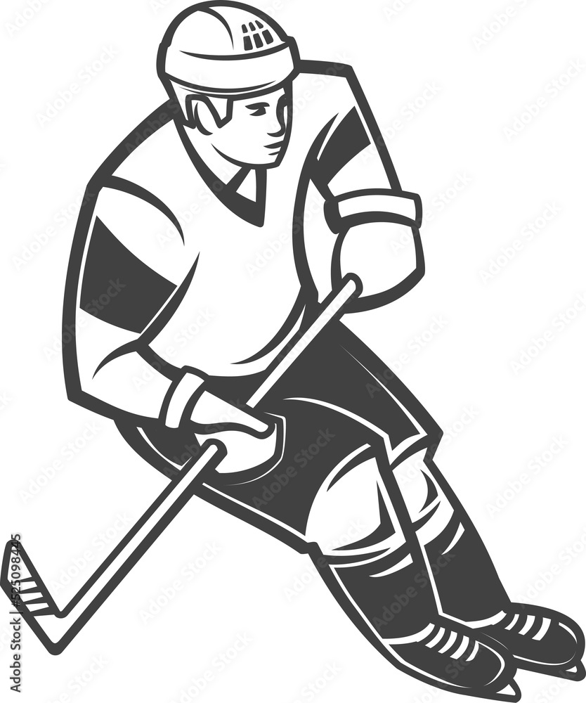 Defender playing ice hockey extreme sport isolated Defender playing ice hockey extreme sport isolated