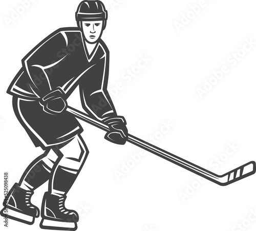 Defender hockey player, bandy on skates isolated photo