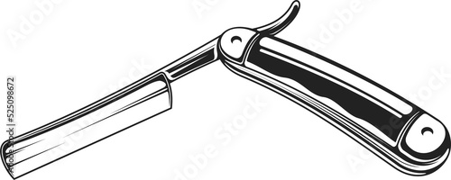 Shaving knife icon, open cut-throat straight razor