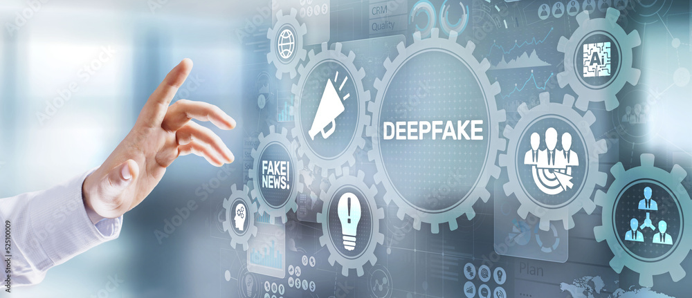 Deep Fake news artificial intelligence in media technology concept on ...